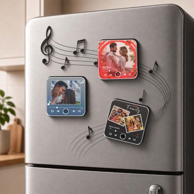 Personalized Musical Fridge Magnet for Couples | Long Distance Relationship Gift | Loveable Person Gift Birthday Gift for Husband Wife Rechargeable Playable Music Player